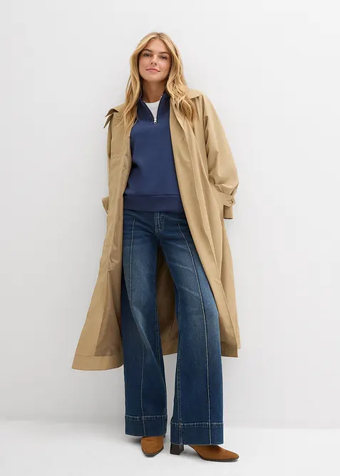 Jeans wide leg full length, vita media, bonprix