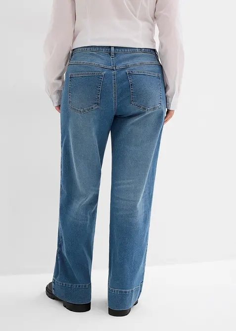 Jeans wide leg full length, vita media, bonprix