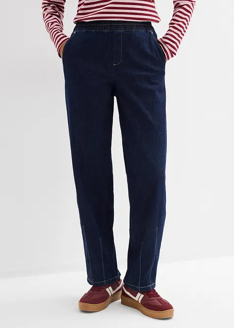 Jeans barrel con elastico in vita, vita media, bonprix