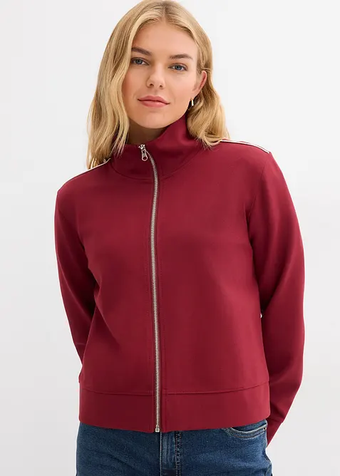 Felpa con zip in morbido Punto di Roma, bonprix