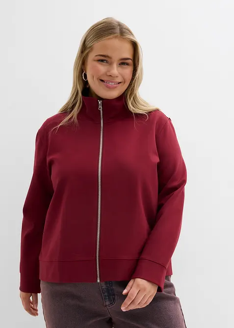 Felpa con zip in morbido Punto di Roma, bonprix