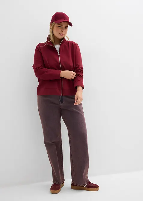 Felpa con zip in morbido Punto di Roma, bonprix