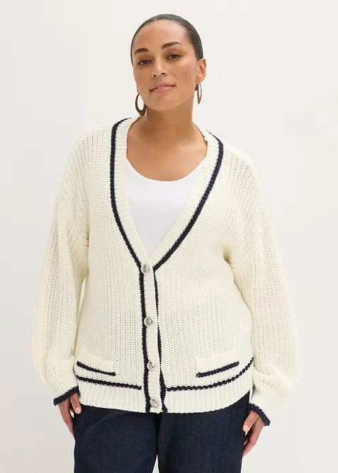Cardigan a maglia grossa in misto cotone, bonprix