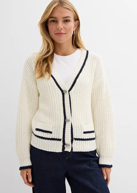 Cardigan a maglia grossa in misto cotone, bonprix