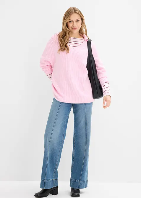 Maglione oversize con colletto polo, bonprix