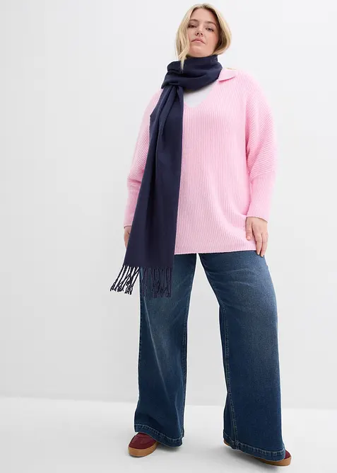 Maglione oversize con colletto polo, bonprix