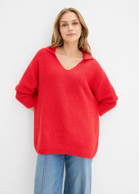 Maglione oversize con colletto polo, bonprix