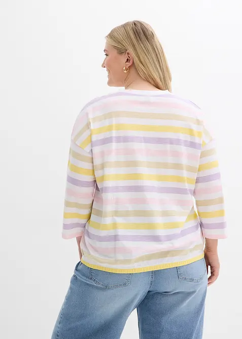 Maglia in cotone biologico fiammato con maniche a 3/4, bonprix