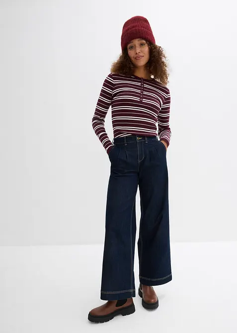 Jeans wide leg con cinta comoda, vita alta, bonprix
