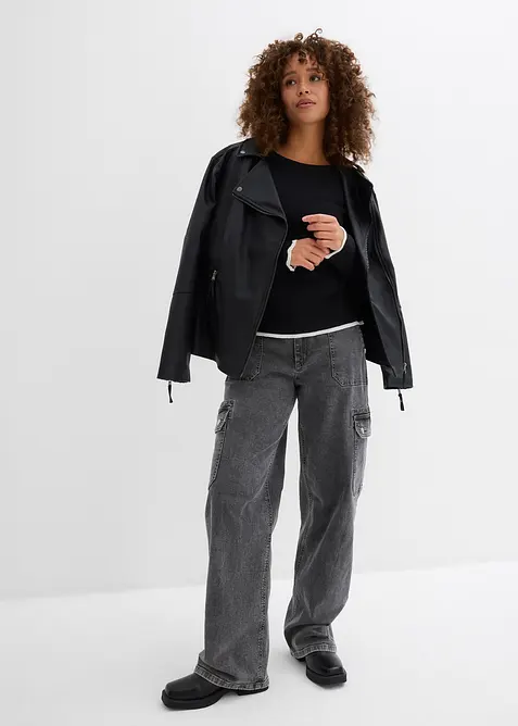 Maglietta in maglia con fondo a contrasto, bonprix