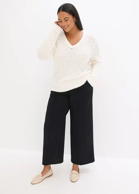 Maglione traforato con filato piumato, bonprix