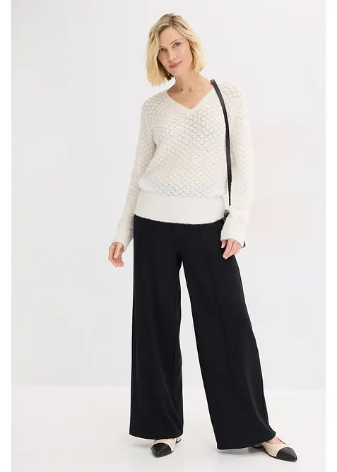 Maglione traforato con filato piumato, bonprix