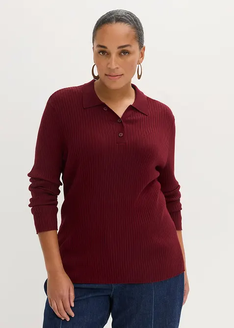 Maglione a coste in misto viscosa, bonprix