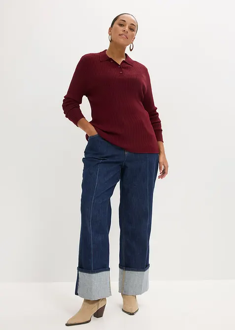 Maglione a coste in misto viscosa, bonprix