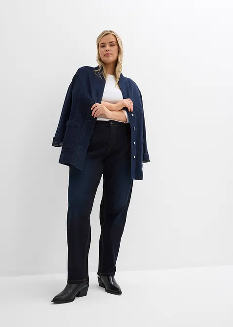 Jeans barrel elasticizzati, vita media, bonprix