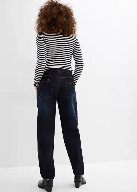 Jeans barrel elasticizzati, vita media, bonprix