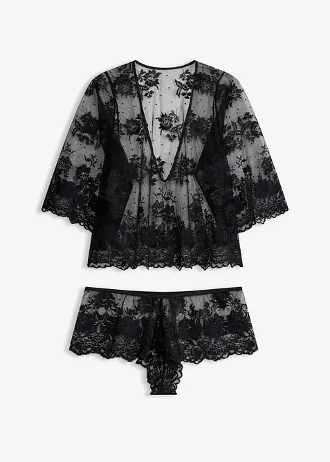 Top a maniche lunghe e panty (set 2 pezzi), bonprix