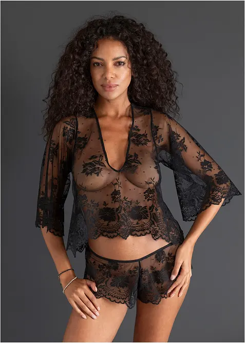 Top a maniche lunghe e panty (set 2 pezzi), bonprix