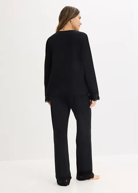 Pigiama con inserto di pizzo, bonprix