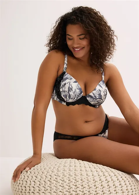 Reggiseno con coppe preformate in satin fantasia, bonprix