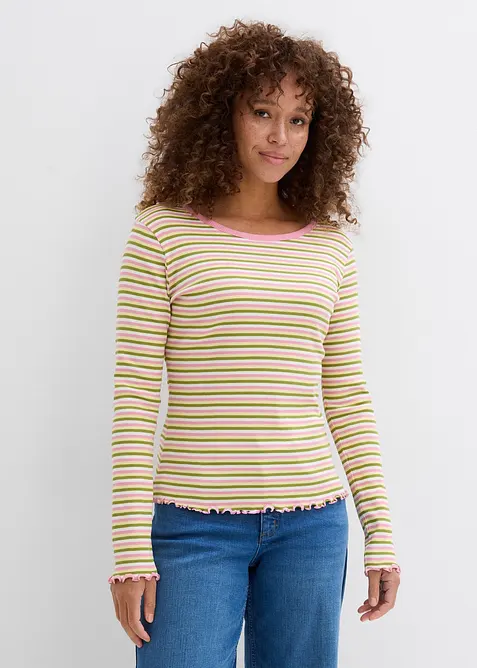 Maglia a costine a righe in cotone biologico, bonprix