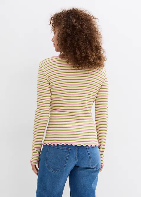 Maglia a costine a righe in cotone biologico, bonprix