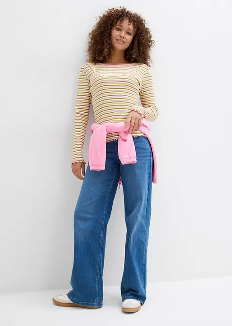 Maglia a costine a righe in cotone biologico, bonprix