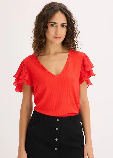 Maglia con volant, bonprix