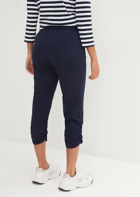 Pantaloni capri di misto cotone con cinta comoda, bonprix
