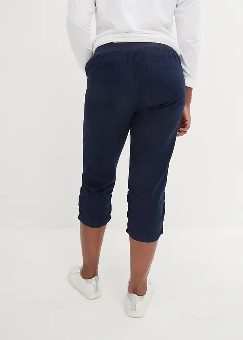 Pantaloni capri di misto cotone con cinta comoda, bonprix