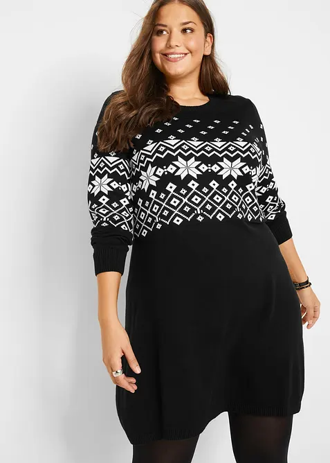 Abito in maglia con motivo norvegese, bonprix