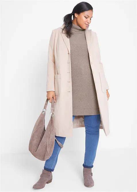 Maglione lungo a collo alto, bonprix