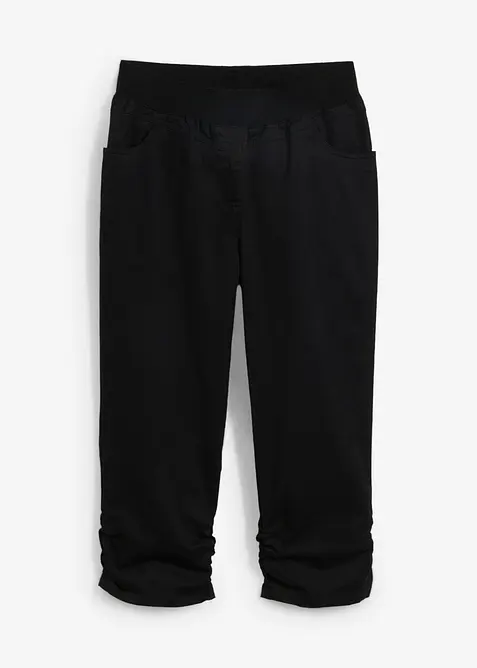 Pantaloni capri di misto cotone con cinta comoda, bonprix
