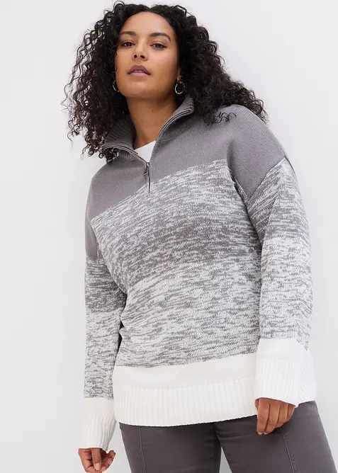 Maglione con zip e colori sfumati, bonprix