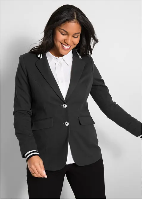 Blazer in cotone con dettagli a righe, bonprix