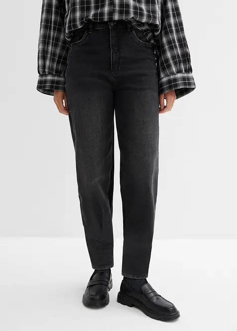 Jeans barrel shape in cotone biologico, vita alta, bonprix