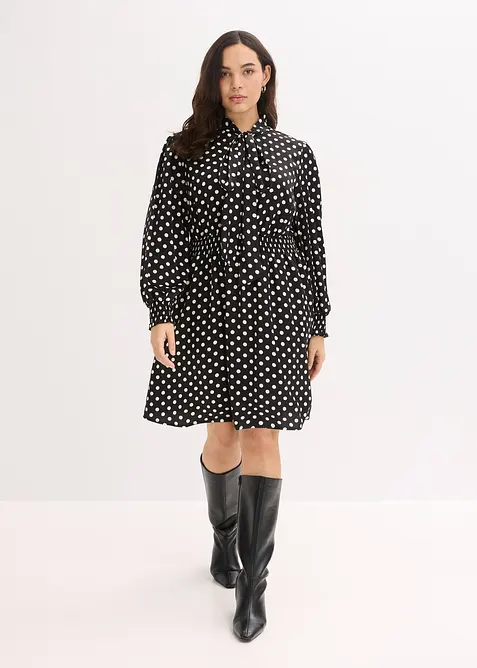 Abito in satin fluente con fiocco al collo, bonprix