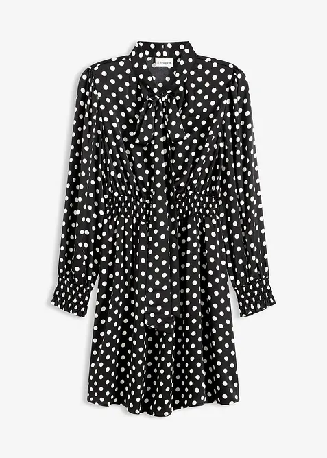 Abito in satin fluente con fiocco al collo, bonprix