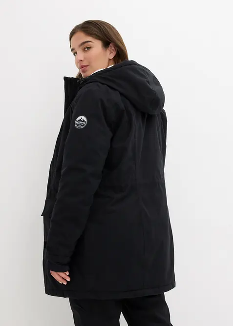 Parka tecnico con pile teddy e cappuccio, impermeabile, bonprix