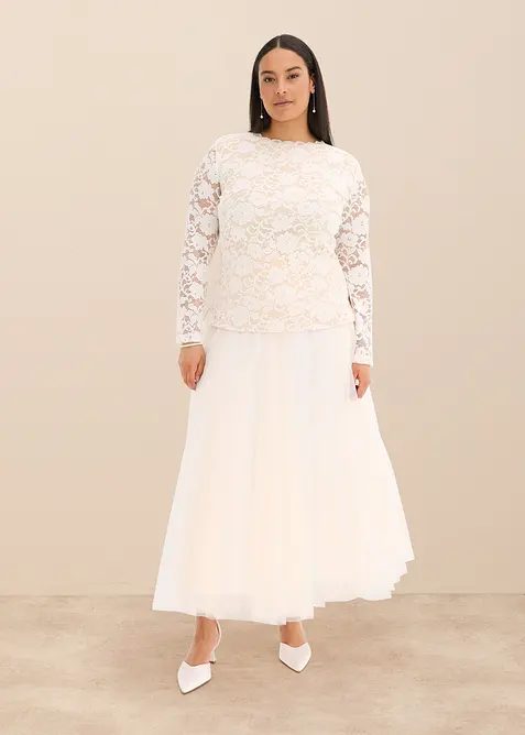 Maglia in pizzo a maniche lunghe, bonprix