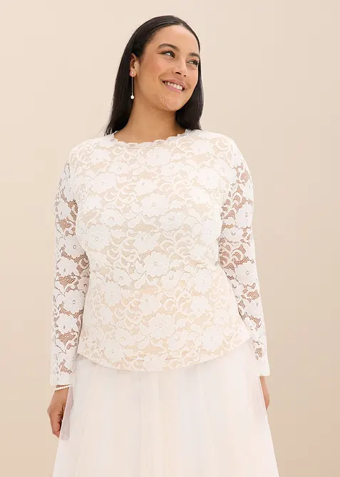 Maglia in pizzo a maniche lunghe, bonprix