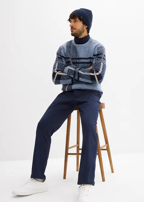 Pantaloni chino regular fit con vita comoda e cintura, straight, bonprix