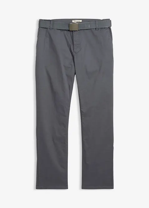 Pantaloni chino regular fit con vita elasticizzata e cintura, straight, bonprix
