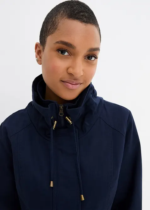 Parka corto in cotone a collo alto con coulisse, bonprix