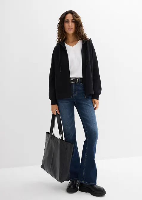 Felpa con zip in puro cotone biologico, bonprix