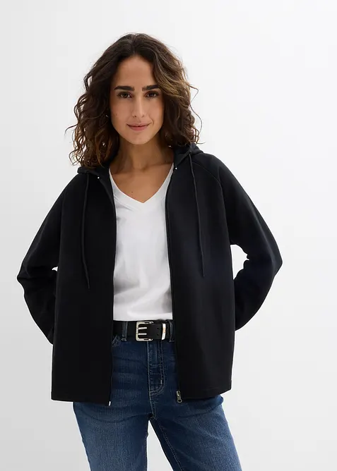 Felpa con zip in puro cotone biologico, bonprix