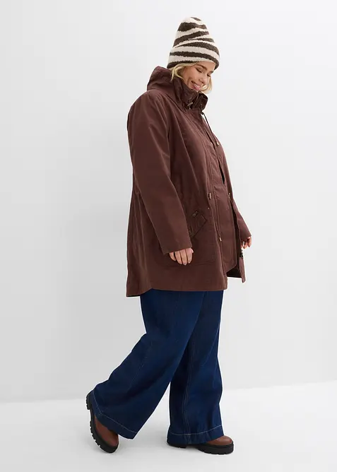 Parka corto in cotone a collo alto con coulisse, bonprix