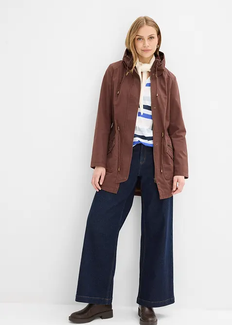 Parka corto in cotone a collo alto con coulisse, bonprix