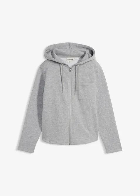 Felpa con zip, cappuccio e poliestere riciclato, bonprix