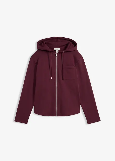 Felpa con zip, cappuccio e poliestere riciclato, bonprix